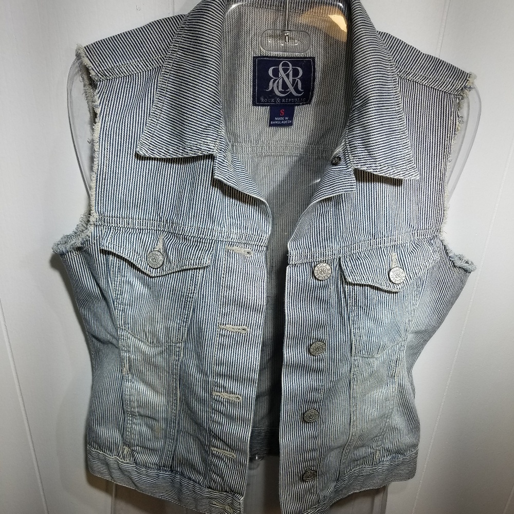 Rock and Republic striped jean vest